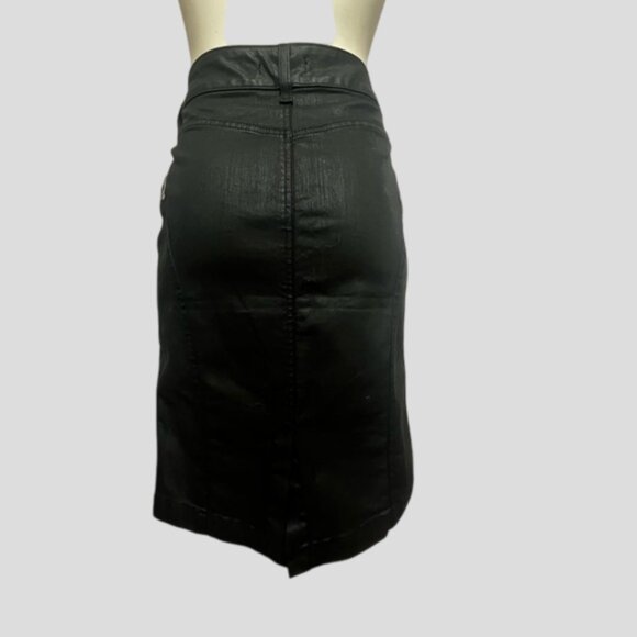 7 For All Mankind High Waist Coated Straight Pencil Denim Skirt Size 29 - Picture 2 of 12